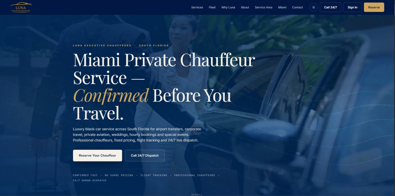 Luna Executive Chauffeurs website