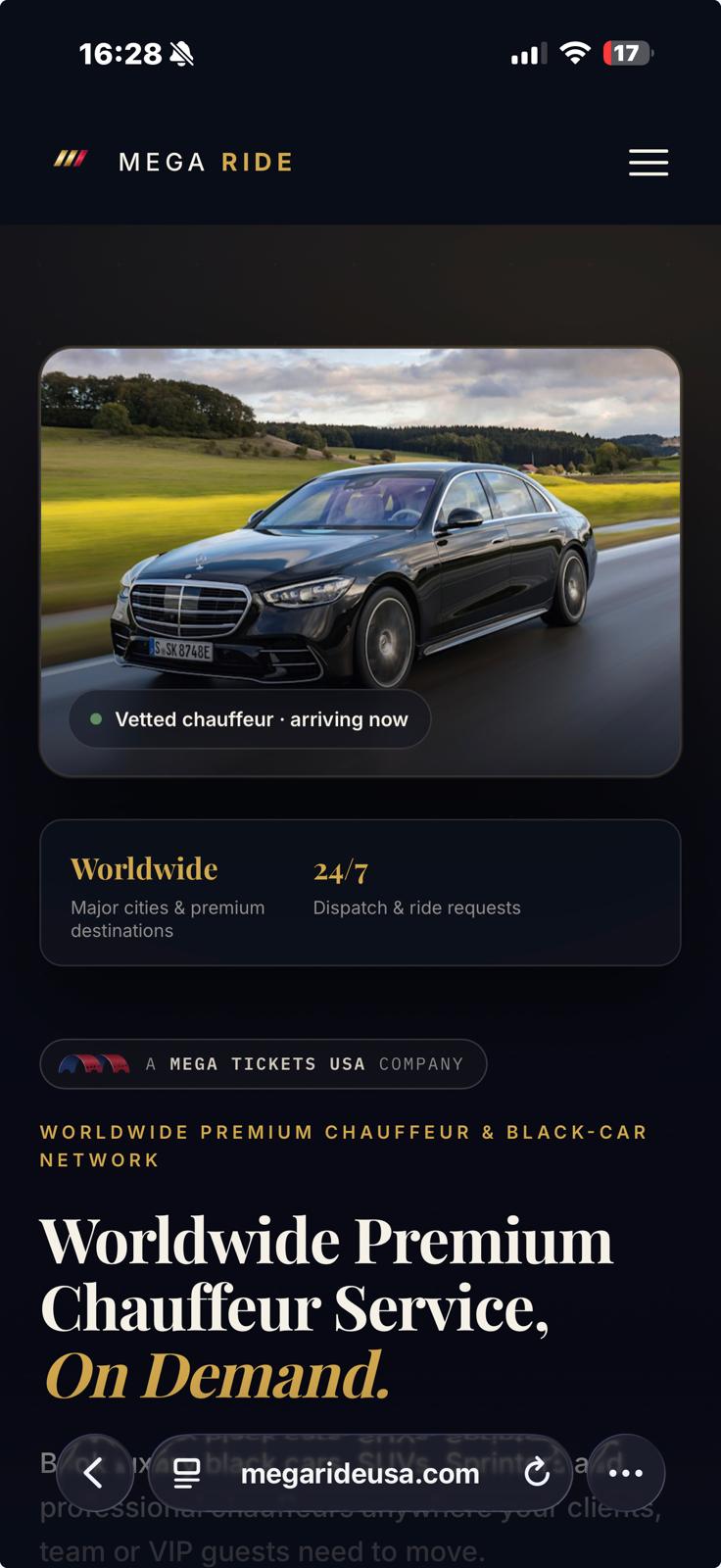 Mega Ride mobile experience