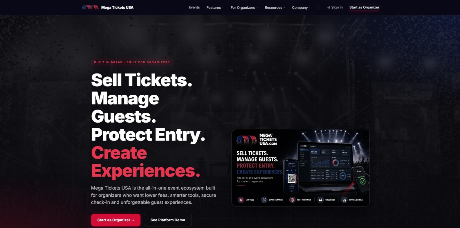 Mega Tickets USA website